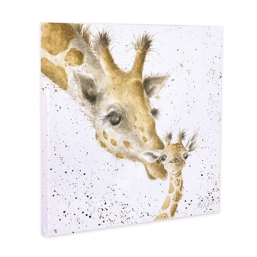 Wrendale Giraffe Small Canvas 20cm 'First Kiss' Design